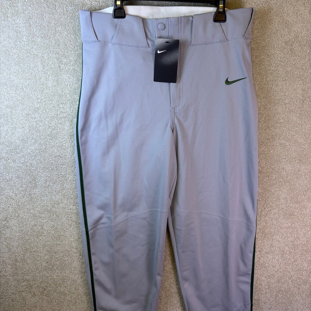Nike Baseball Pants Mens Small Gray Green Stripe BQ6435-055 Team Tapered NEW